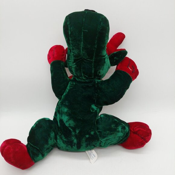 MTY International Reindeer Plush Velvet Green Red Christmas Stuffed Animal 14" - Picture 10 of 11